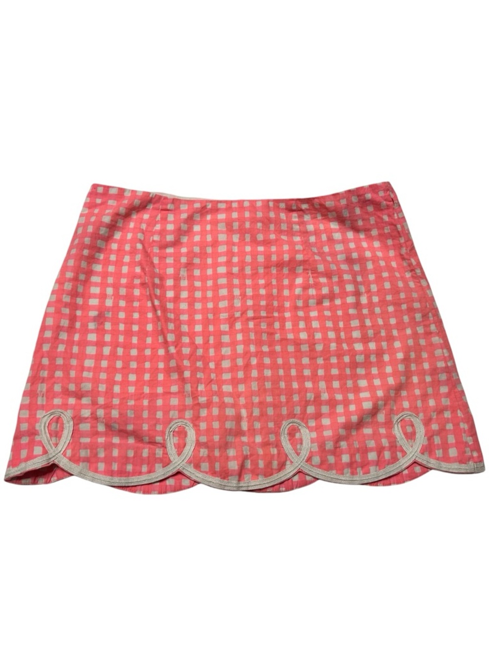 Lilly Pulitzer Mini Pink White Gingham Scalloped Skirt Size 4